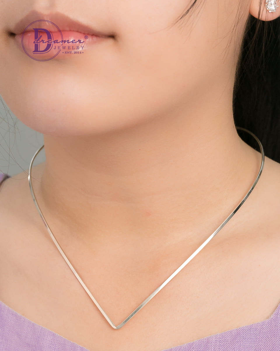 Kiềng Cổ Chữ V Bạc 925 - V Neck Silver Neck Bangle