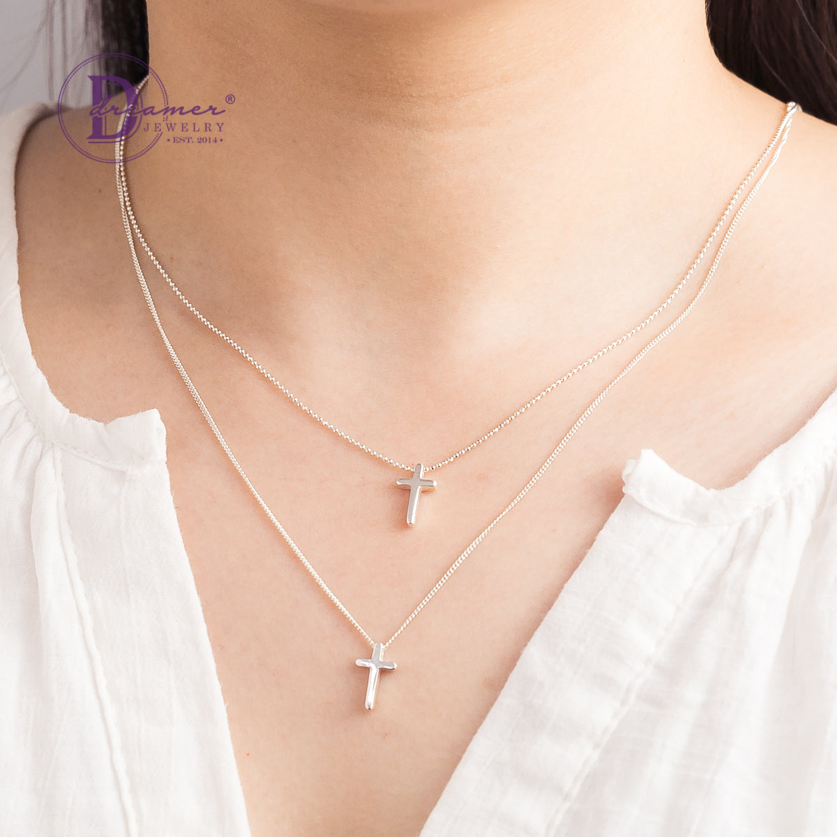 Dây Chuyền Thánh Giá Kiểu Dây Đôi - Layer Cross Necklaces - Sterling Silver 815DCT