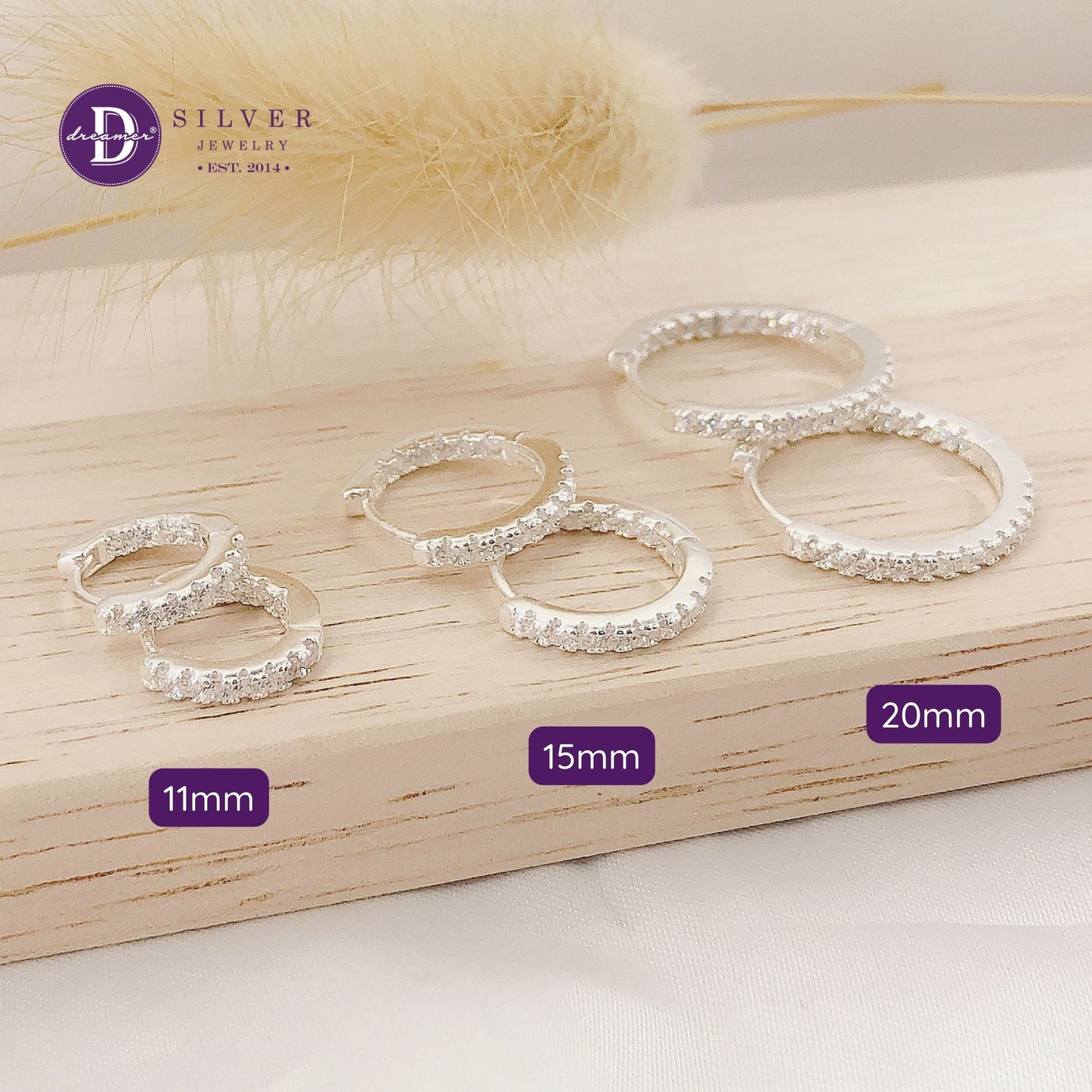 Sparkling Row Eternity Hoop Earrings Sterling Silver P3014BTK