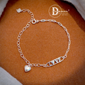 Lắc Tay Bạc 925 Thanh LOVE & Charm Trái Tim Phồng (Asymmetric LOVE Bar)