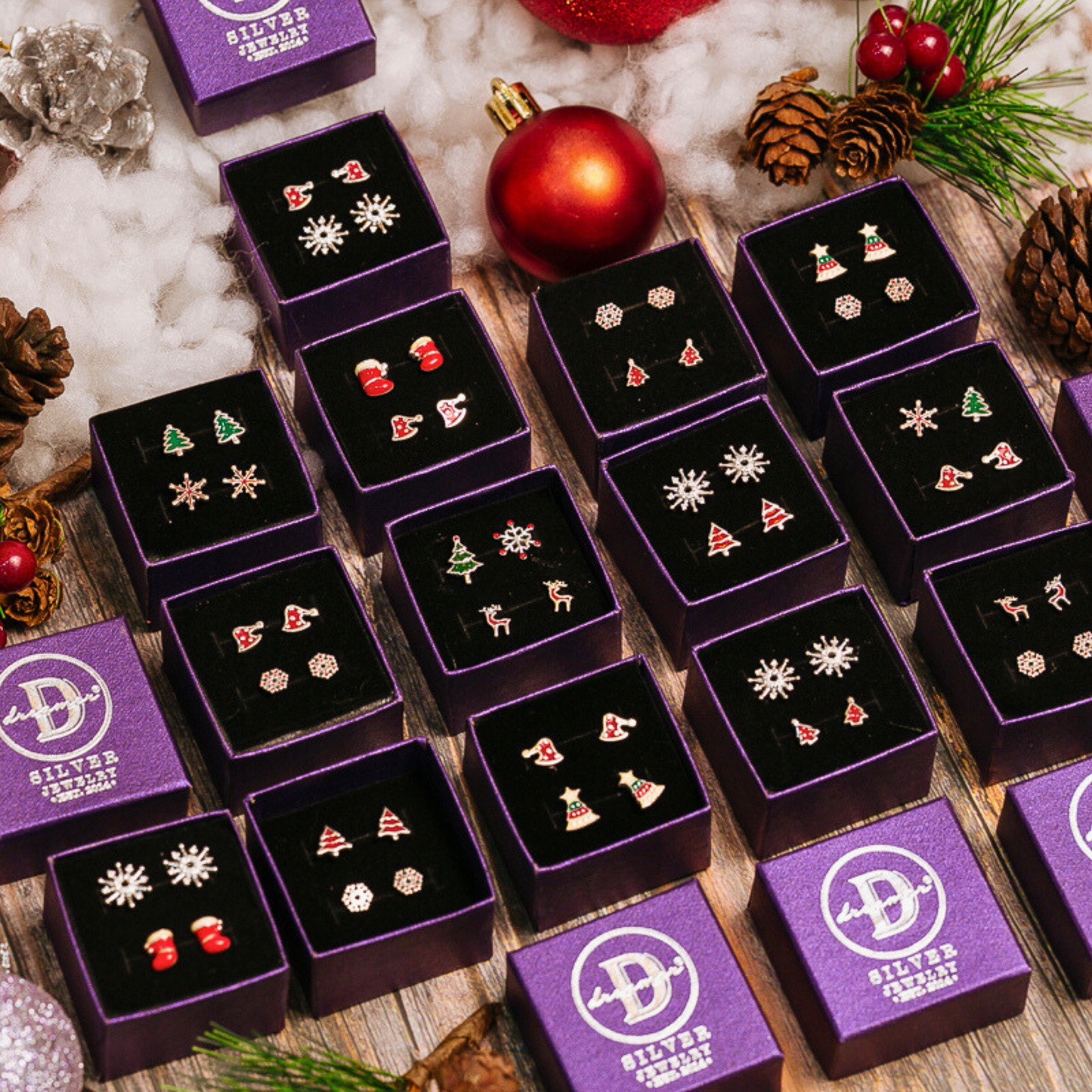 Christmas Earrings - Sterling Silver - Quà tặng Giáng Sinh