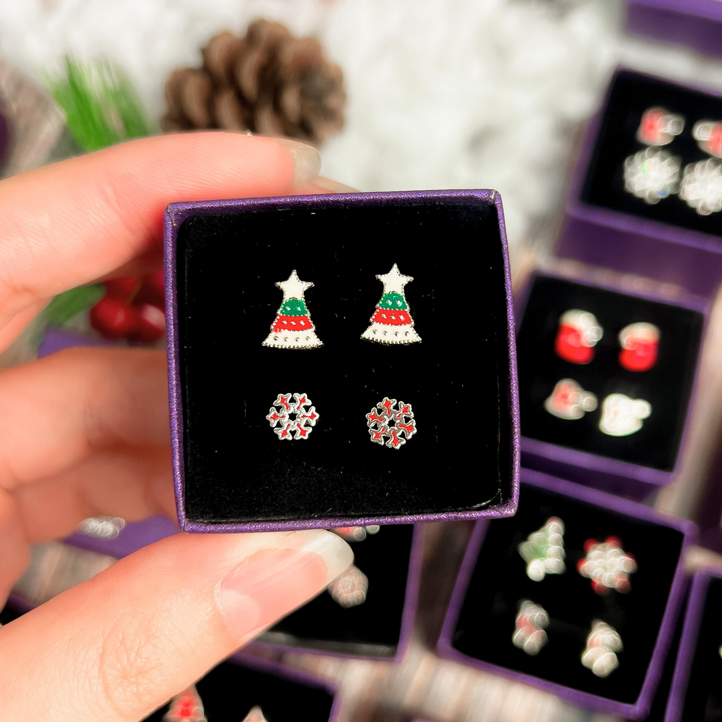 Christmas Earrings - Sterling Silver - Quà tặng Giáng Sinh