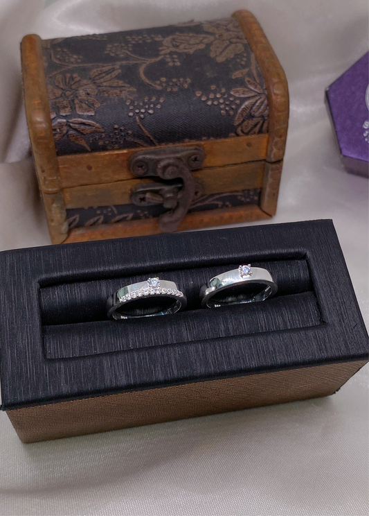 Nhẫn Đôi 1 Viên Đá & 1 Line Đá 1/2 - Couple Rings
 2238NH