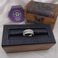 Nhẫn Kim Tiền Bản 8mm 2 Line Đá & Đồng Tiền Móc Máy Giữa - Lucky Coin Silver Ring 2660NH