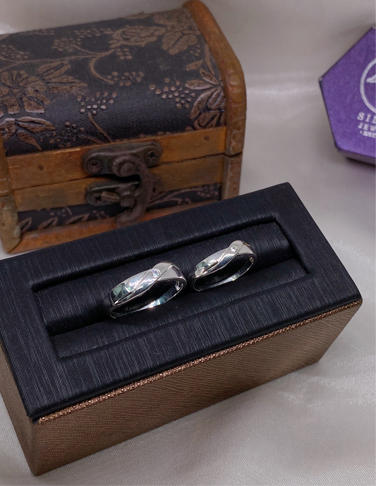 Nhẫn Đôi Bản Chéo 1 Viên Đá - Couple Rings N006