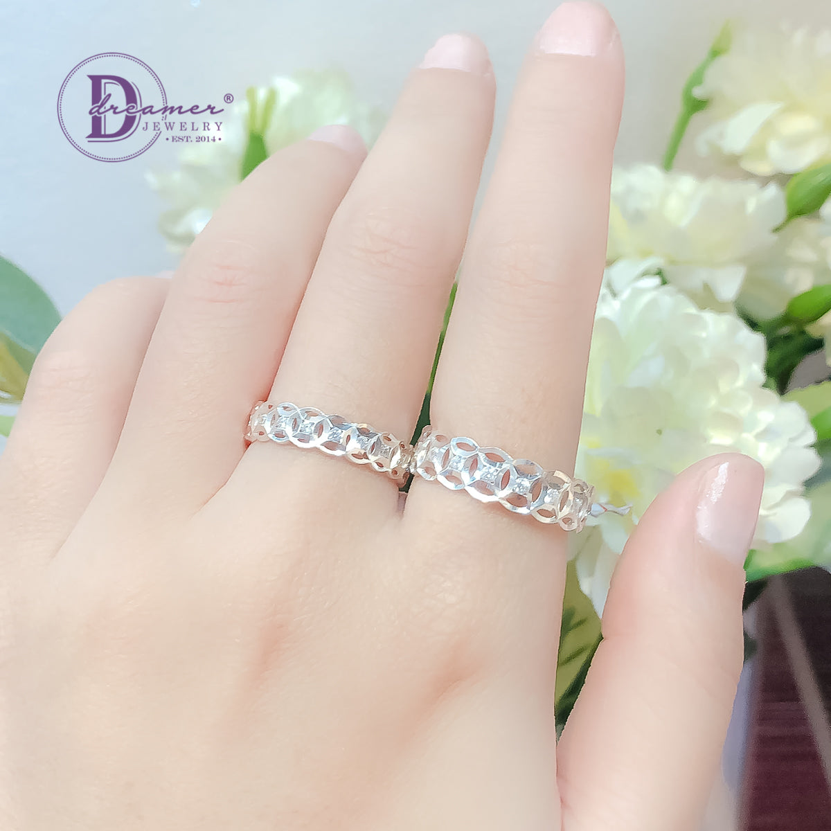 Nhẫn Kim Tiền Bản Móc Máy Đính 1 Viên Đá - Silver Ring 2659NH