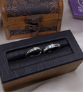 Nhẫn Đôi 1 Viên Đá 1/2 Bản Trơn 1/2 Bản 2 Line - Couple Rings N004
