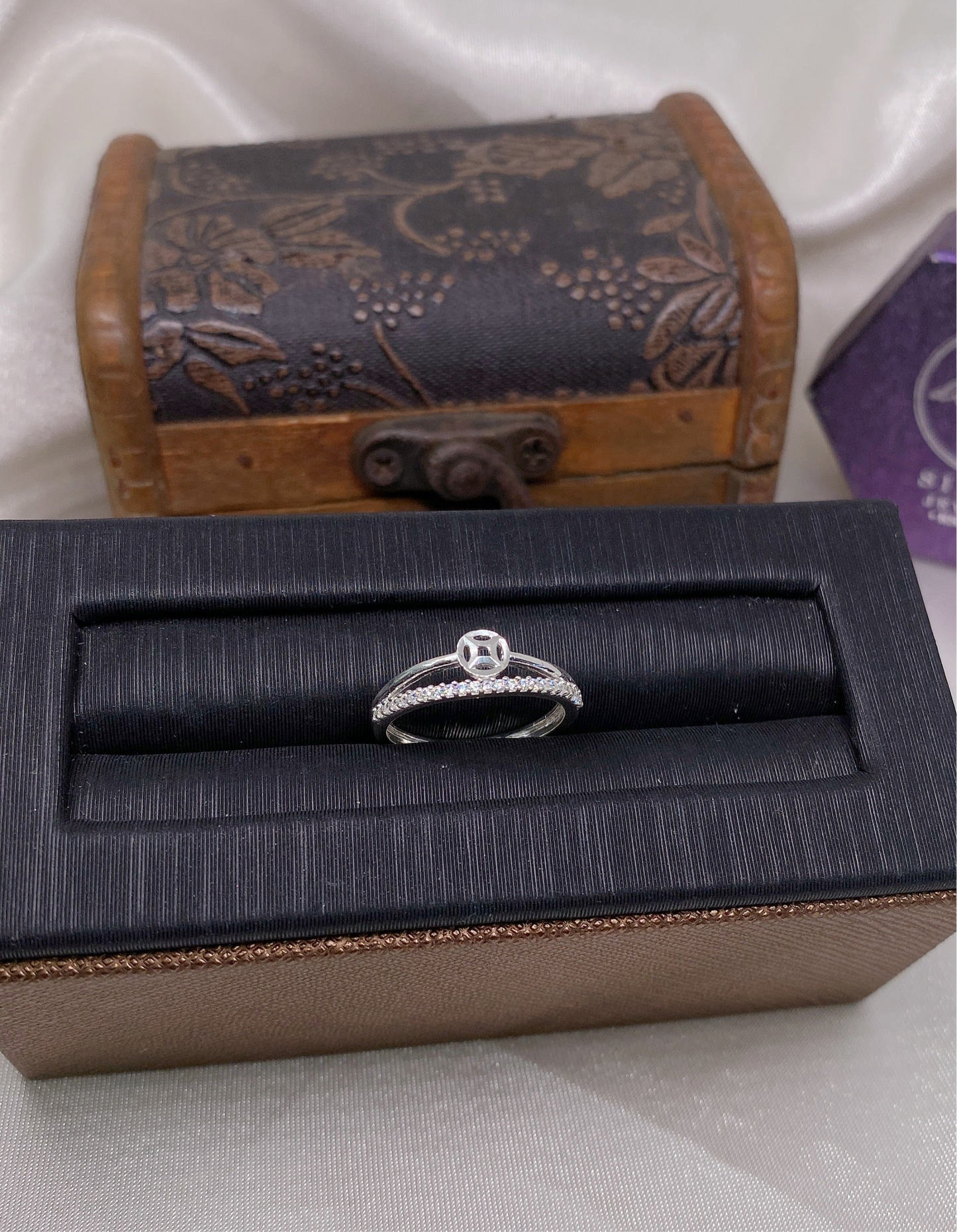 Nhẫn Đồng Tiền 1 Line Đính Đá Trắng - Silver Ring 2205NH