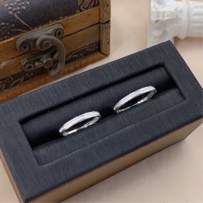 Nhẫn Couple - Bản Trơn Line Xoắn Nhỏ Giữa- Couple Rings 2773NH