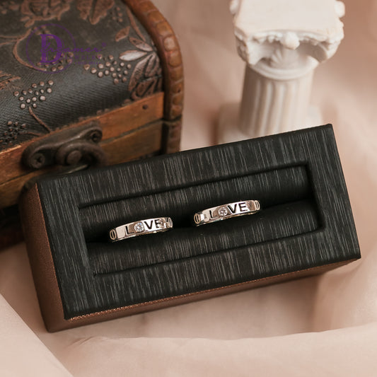 Nhẫn Đôi chữ LOVE đá trắng tròn - Couple Rings 2137NH