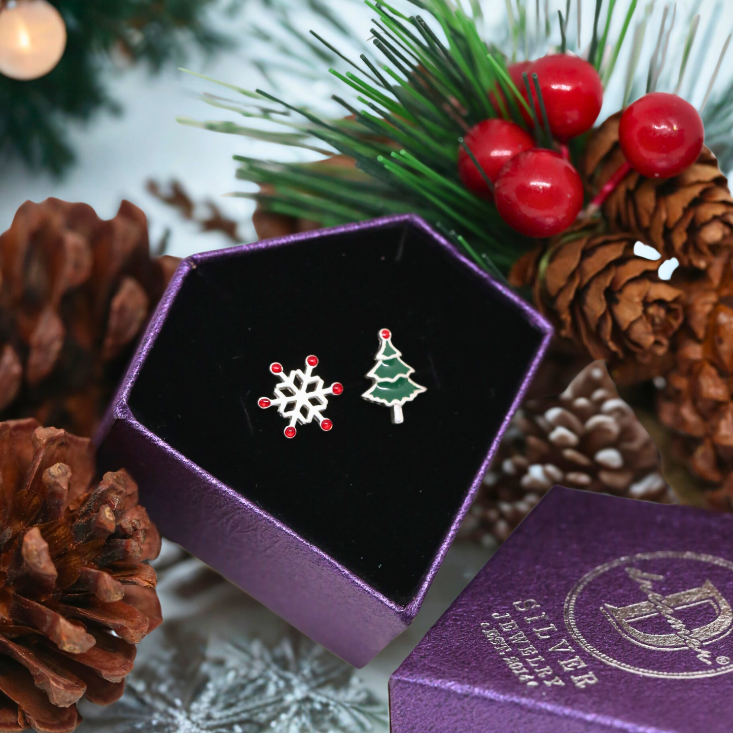 Christmas Earrings - Sterling Silver - Quà tặng Giáng Sinh