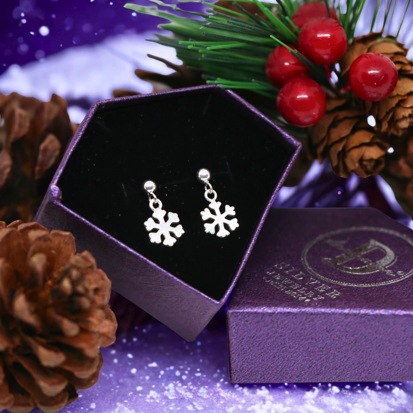 Hoa Tai Bông Tuyết - Falling Snowflake Silver Earrings