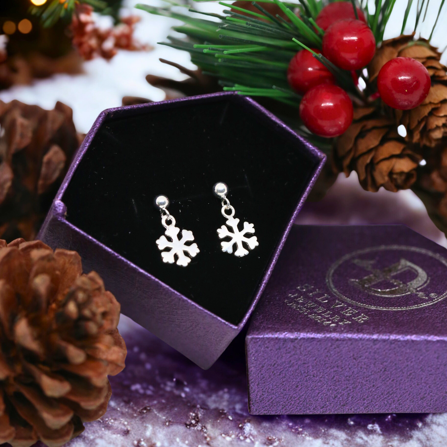 Hoa Tai Bông Tuyết - Falling Snowflake Silver Earrings