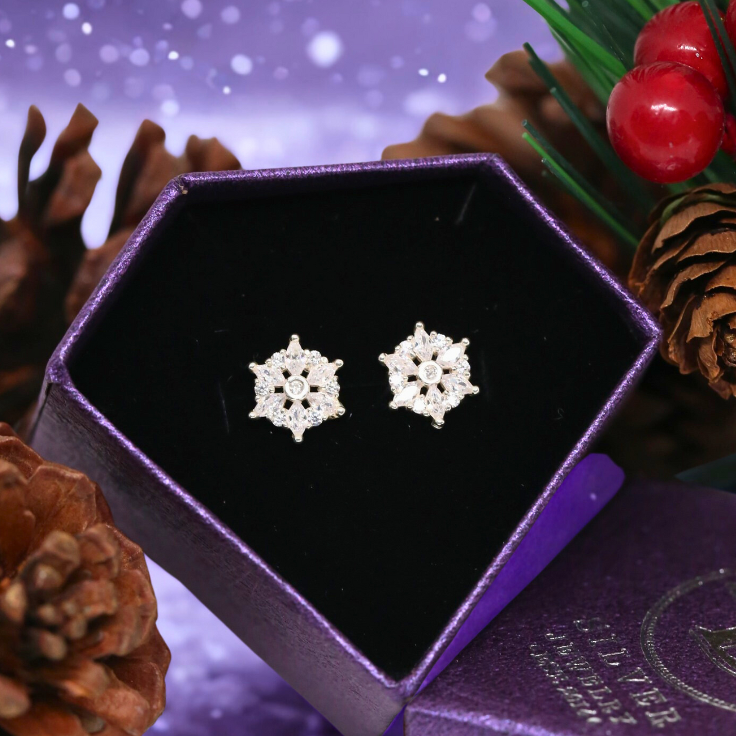 Bông Tai Hoa Tuyết Đá Giọt Nước Lấp Lánh - Snowflake Silver 925 Earrings