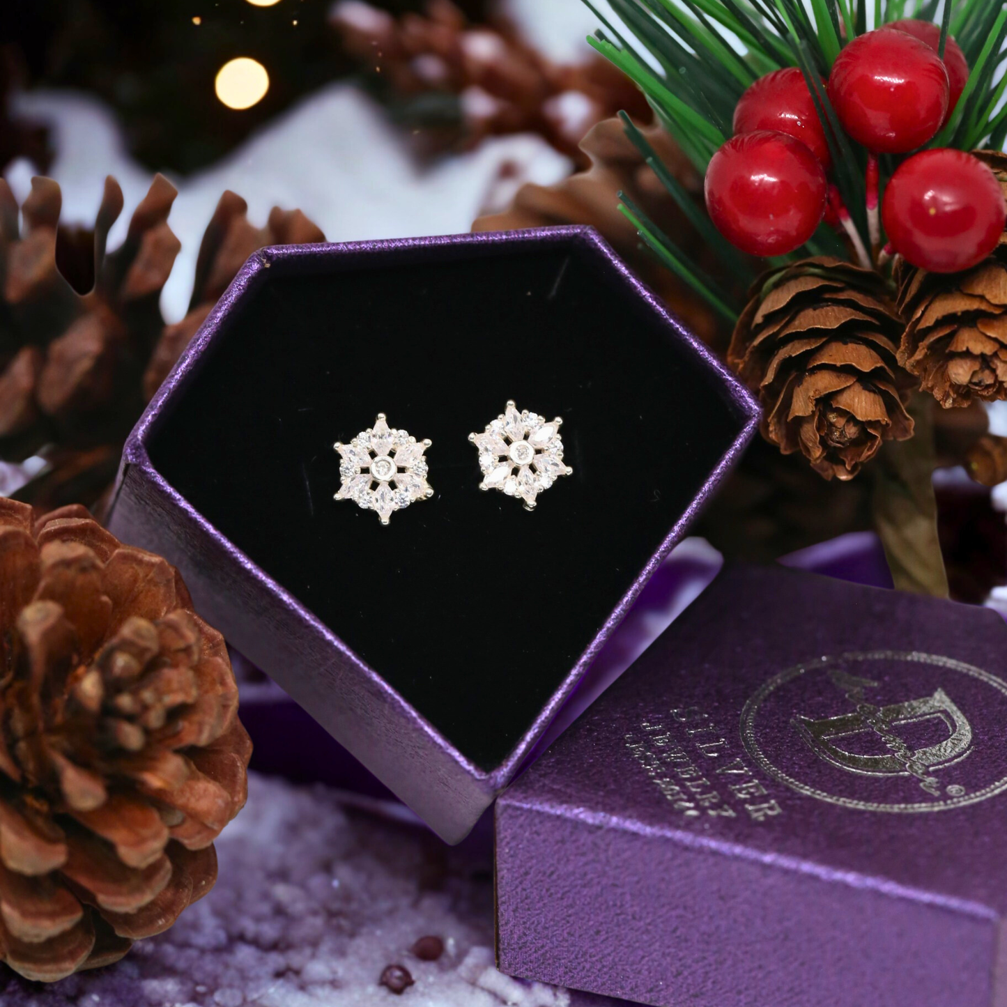 Bông Tai Hoa Tuyết Đá Giọt Nước Lấp Lánh - Snowflake Silver 925 Earrings