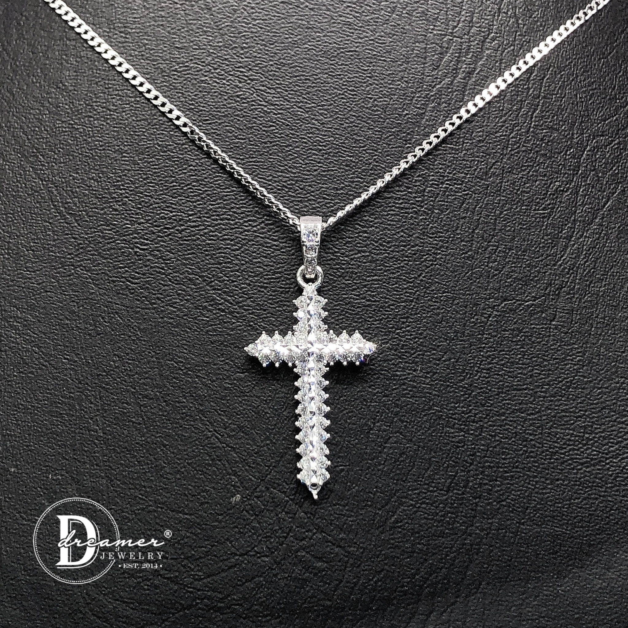 Dây Chuyền Thánh Giá Nhọn - Sparkling 2 Line Stones Cross Necklace - MDC477