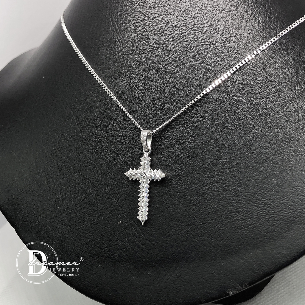 Dây Chuyền Thánh Giá Nhọn - Sparkling 2 Line Stones Cross Necklace - MDC477