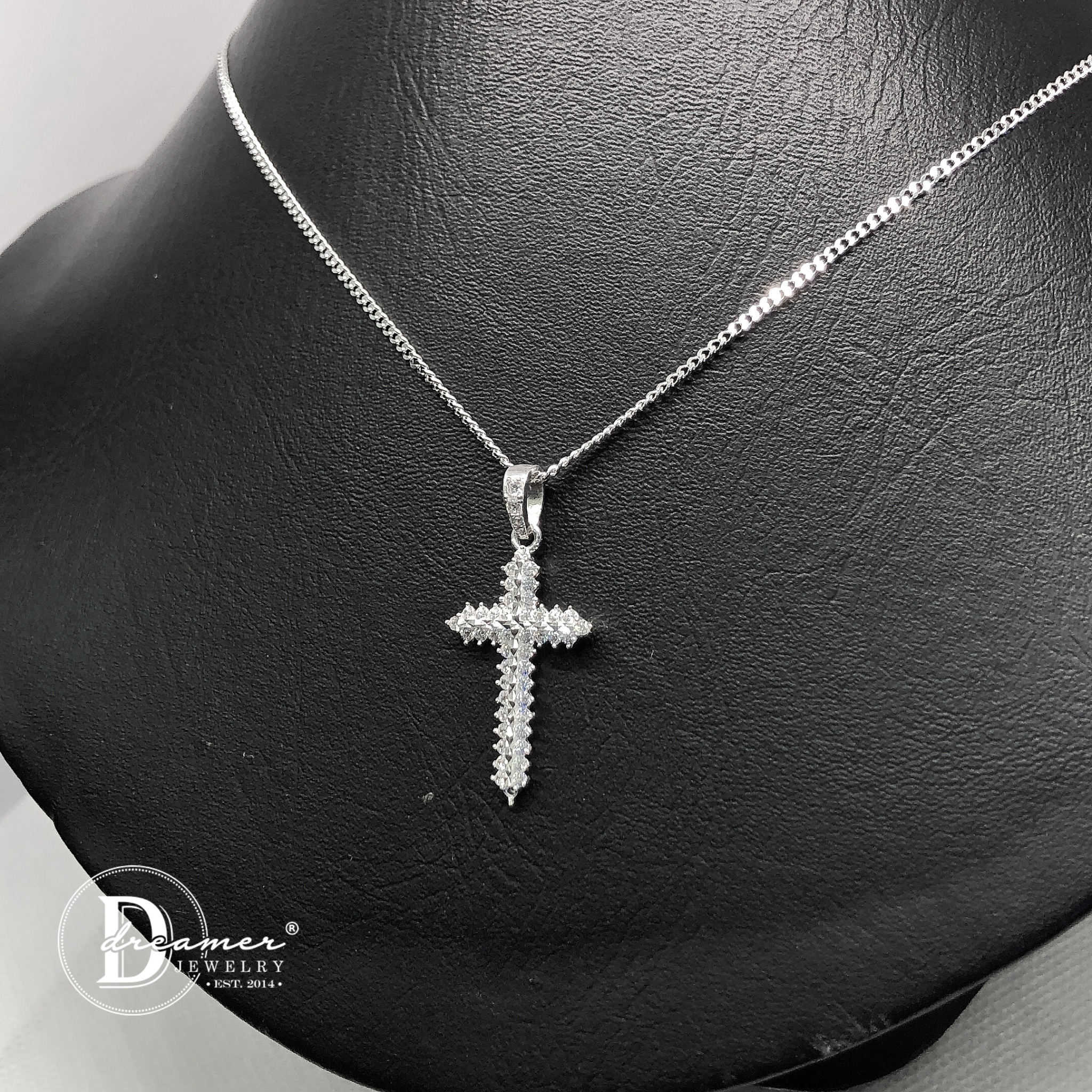 Dây Chuyền Thánh Giá Nhọn - Sparkling 2 Line Stones Cross Necklace - MDC477