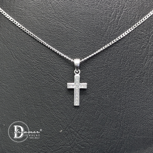 Dây Chuyền Thánh Giá Đính Đá - Mini Cross Silver Pendant Necklace - MDC032