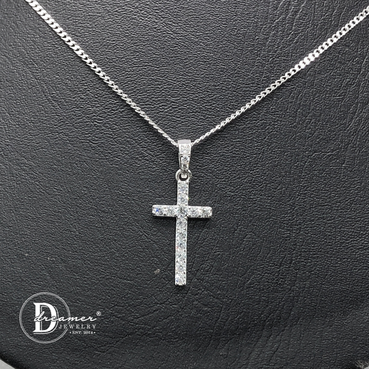 Dây Chuyền Thánh Giá Đính Đá - Cross Silver Pendant Necklace