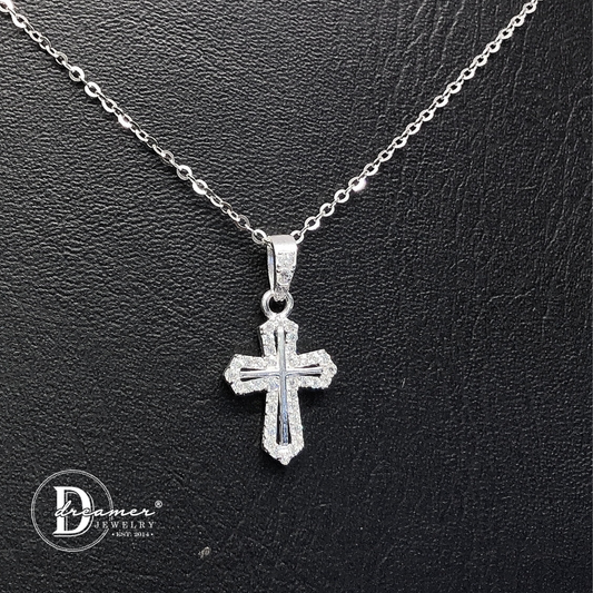 Dây Chuyền Thánh Giá Chrome - Sparkling Cross Silver Pendant Necklace
