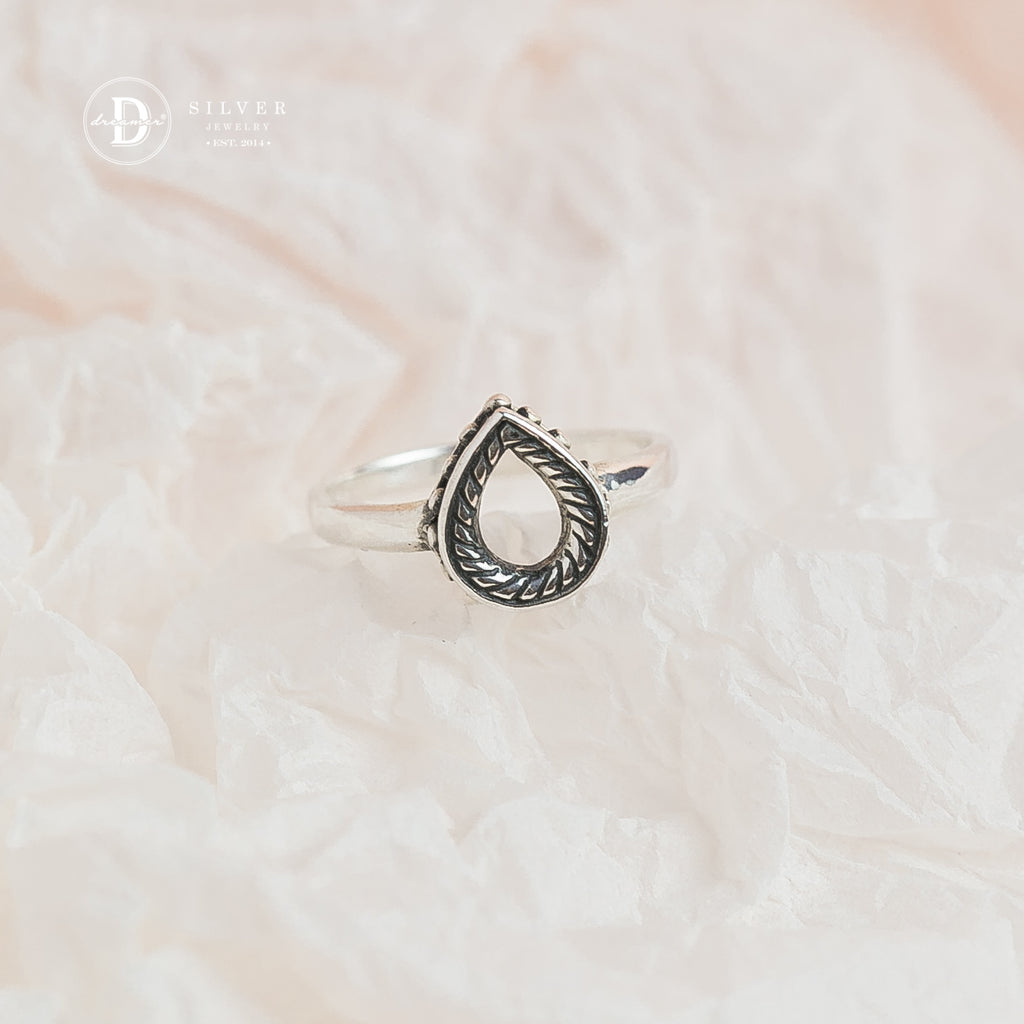Nhẫn Giọt Nước Oxy Hoá Đen Cá Tính Bạc 925 - Teardrop Black Twist Ring 925 Sterling Silver Ring - 1637NT