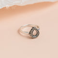 Handmade 925 Silver Black Oxidized Teardrop Twist Ring