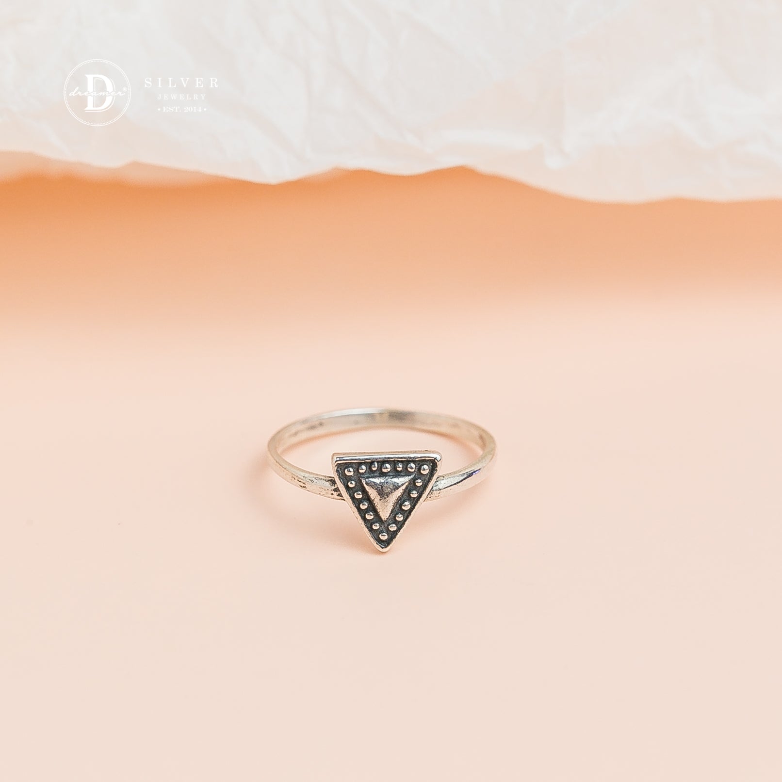 Black Oxidized Triangle Ring - Sterling Silver Ring - 1711NT