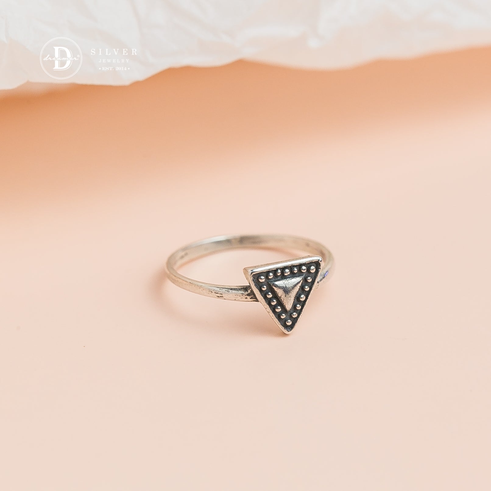 Black Oxidized Triangle Ring - Sterling Silver Ring - 1711NT