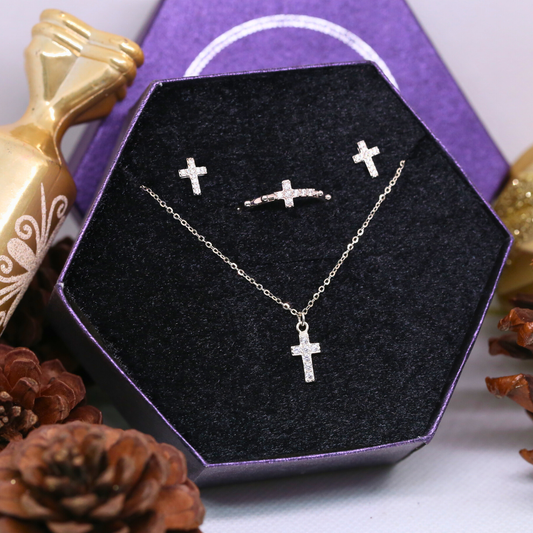 Bộ Trang Sức Thánh Giá ✨ Bộ Trang Sức Bạc Cao Cấp 925 💜