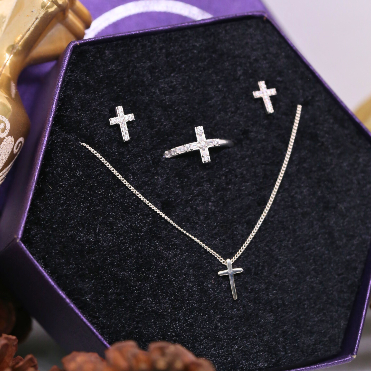 Set Trang Sức Thánh Giá Xinh Xắn 💜  Bộ Trang Sức Bạc Cao Cấp 925 💜