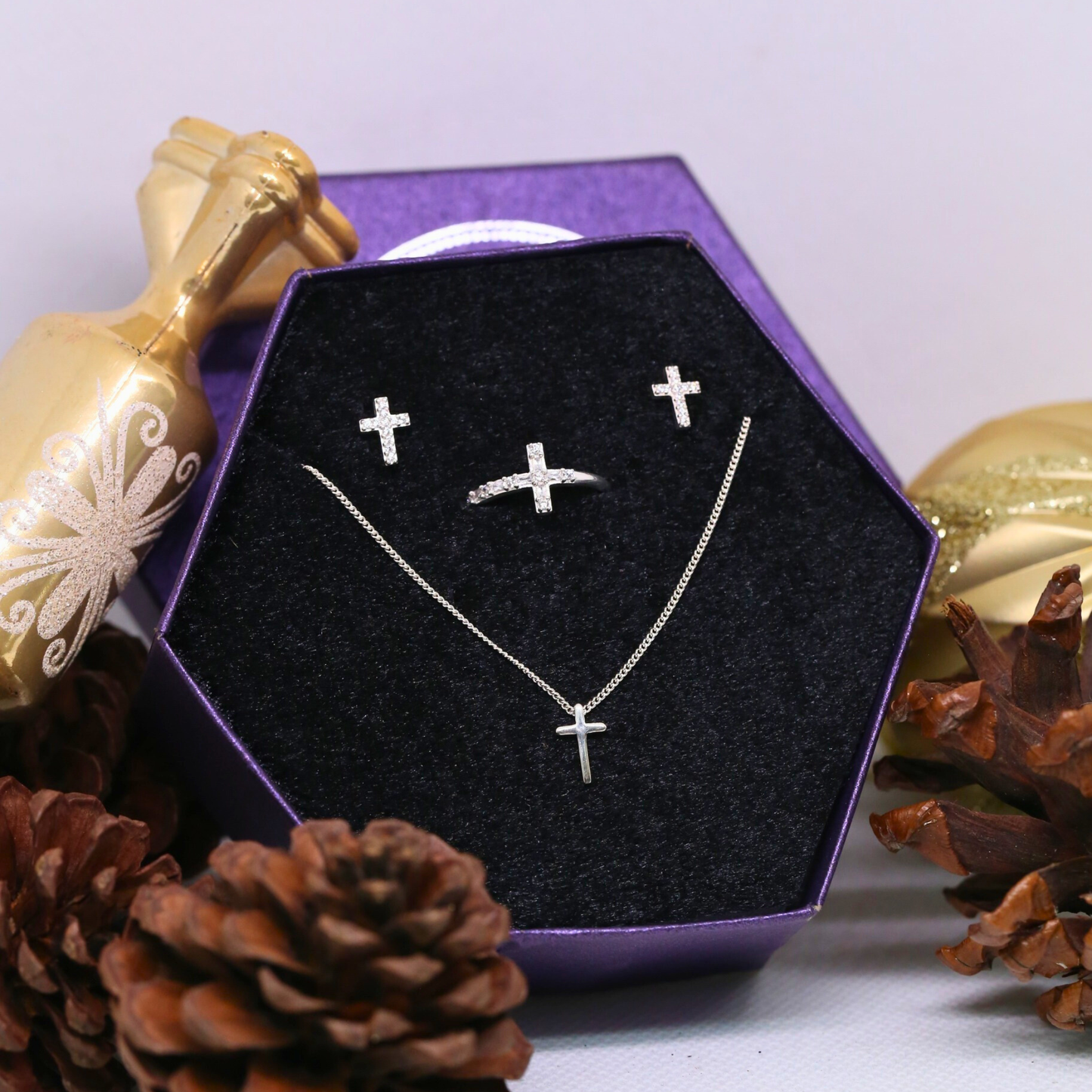 Set Trang Sức Thánh Giá Xinh Xắn 💜  Bộ Trang Sức Bạc Cao Cấp 925 💜