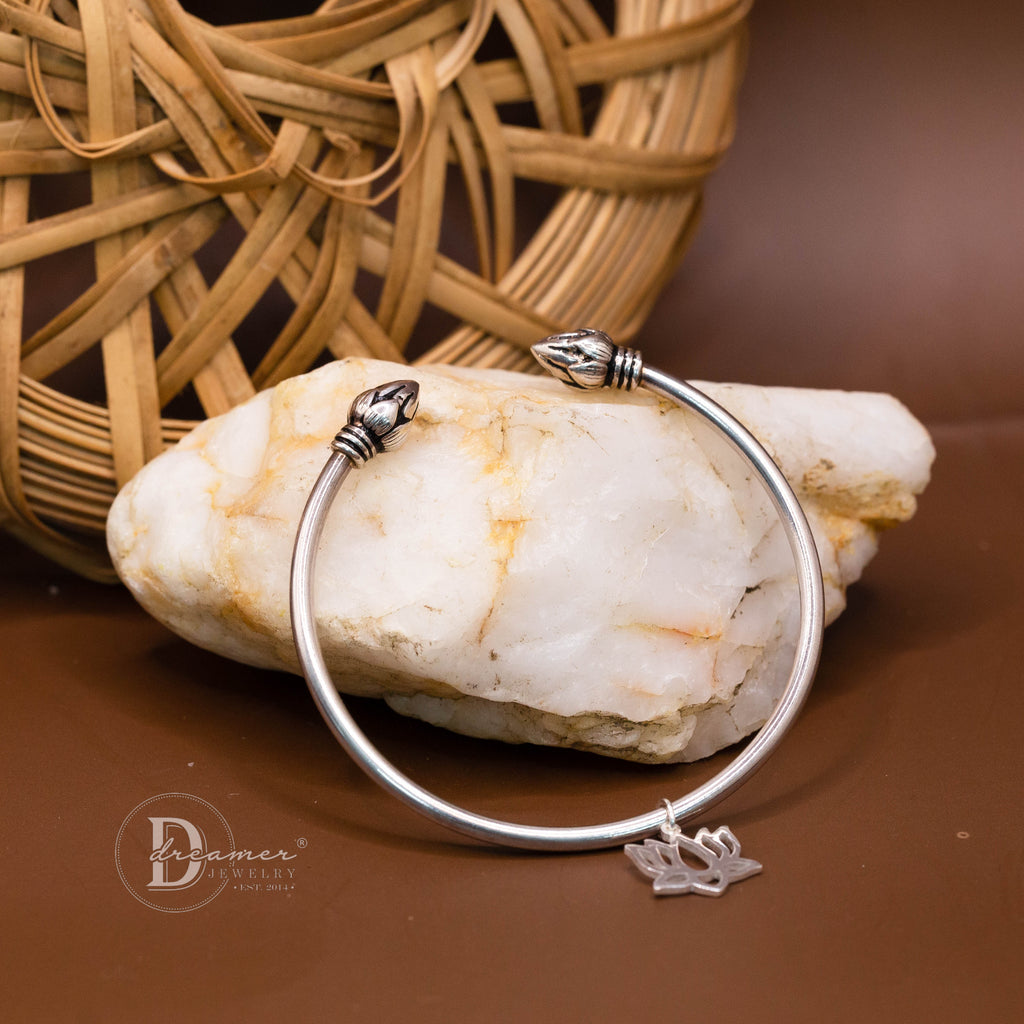 Vietnamese Lotus Bud Small Silver Bangle