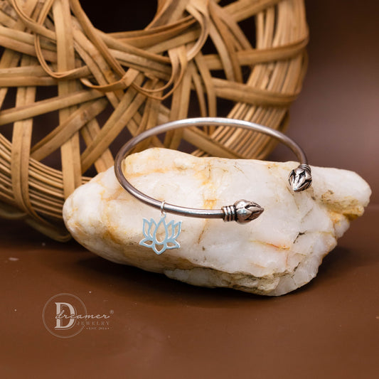 Vietnamese Lotus Bud Small Silver Bangle