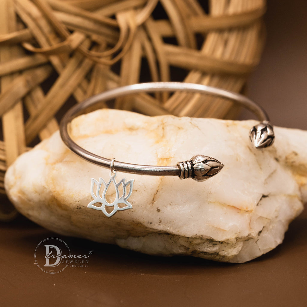 Vietnamese Lotus Bud Small Silver Bangle