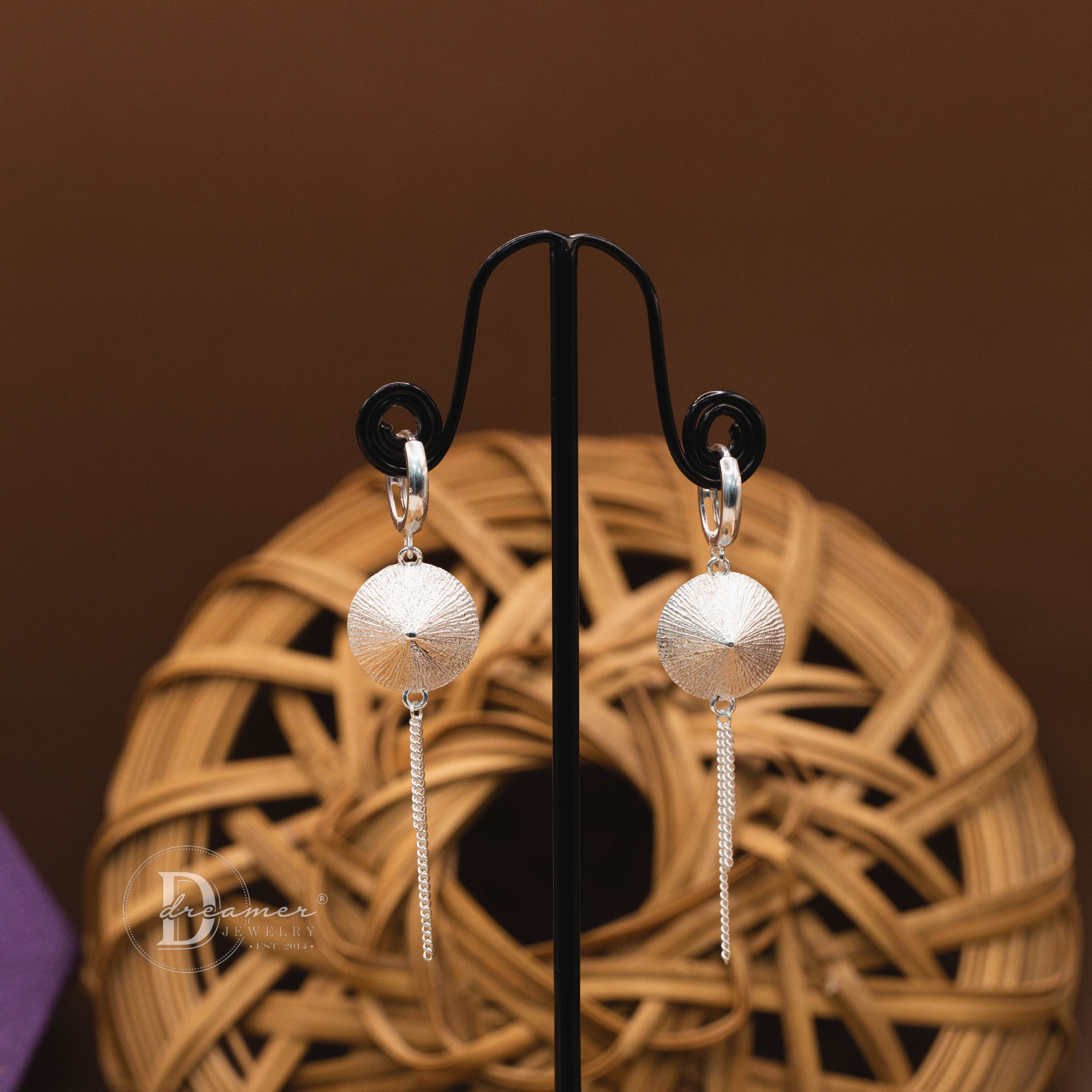 Bông Tai Bạc 925 Dáng Dài Hình Nón Lá Tinh Tế - Nón Lá 925 Sterling Silver Tassel Drop Earrings