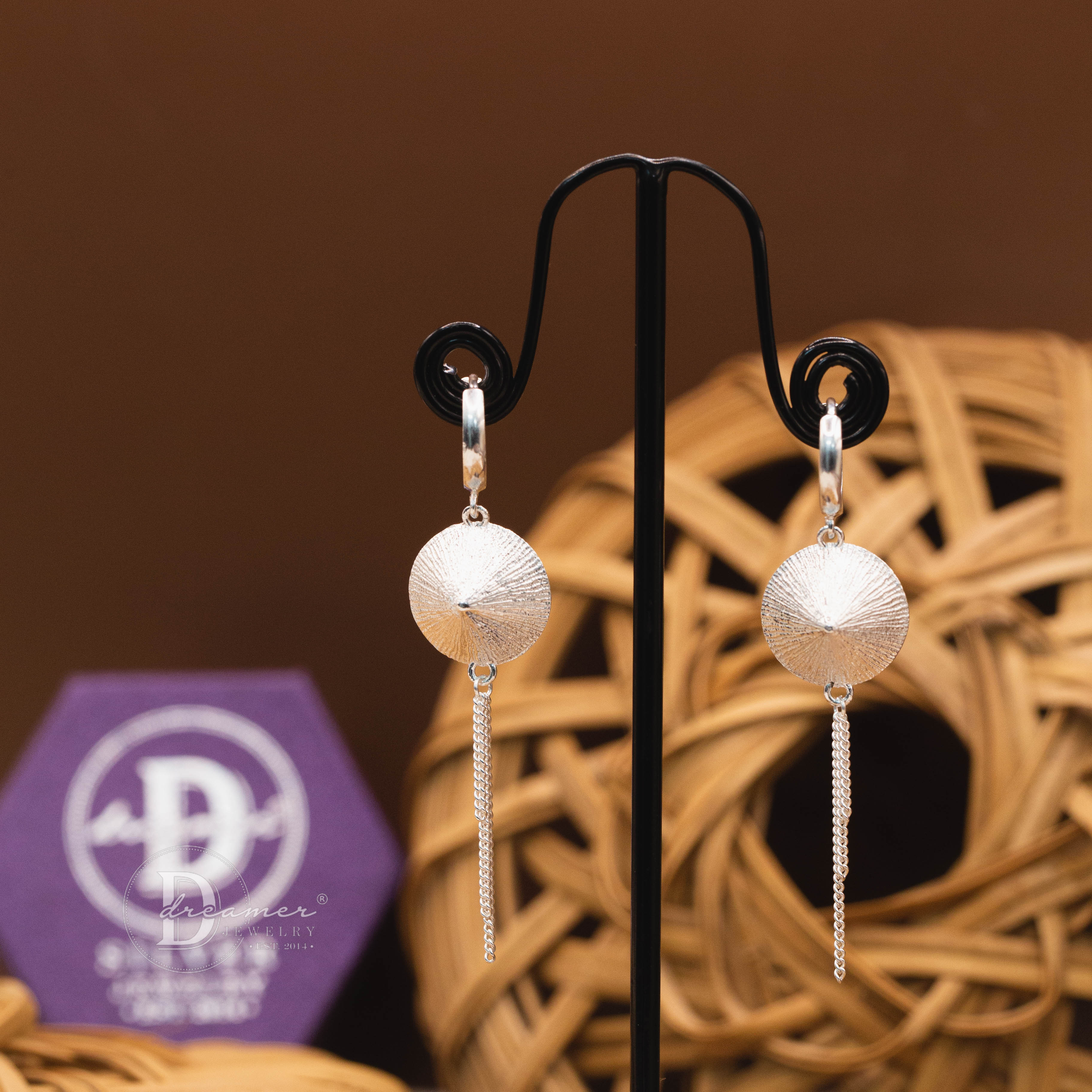 Bông Tai Bạc 925 Dáng Dài Hình Nón Lá Tinh Tế - Nón Lá 925 Sterling Silver Tassel Drop Earrings