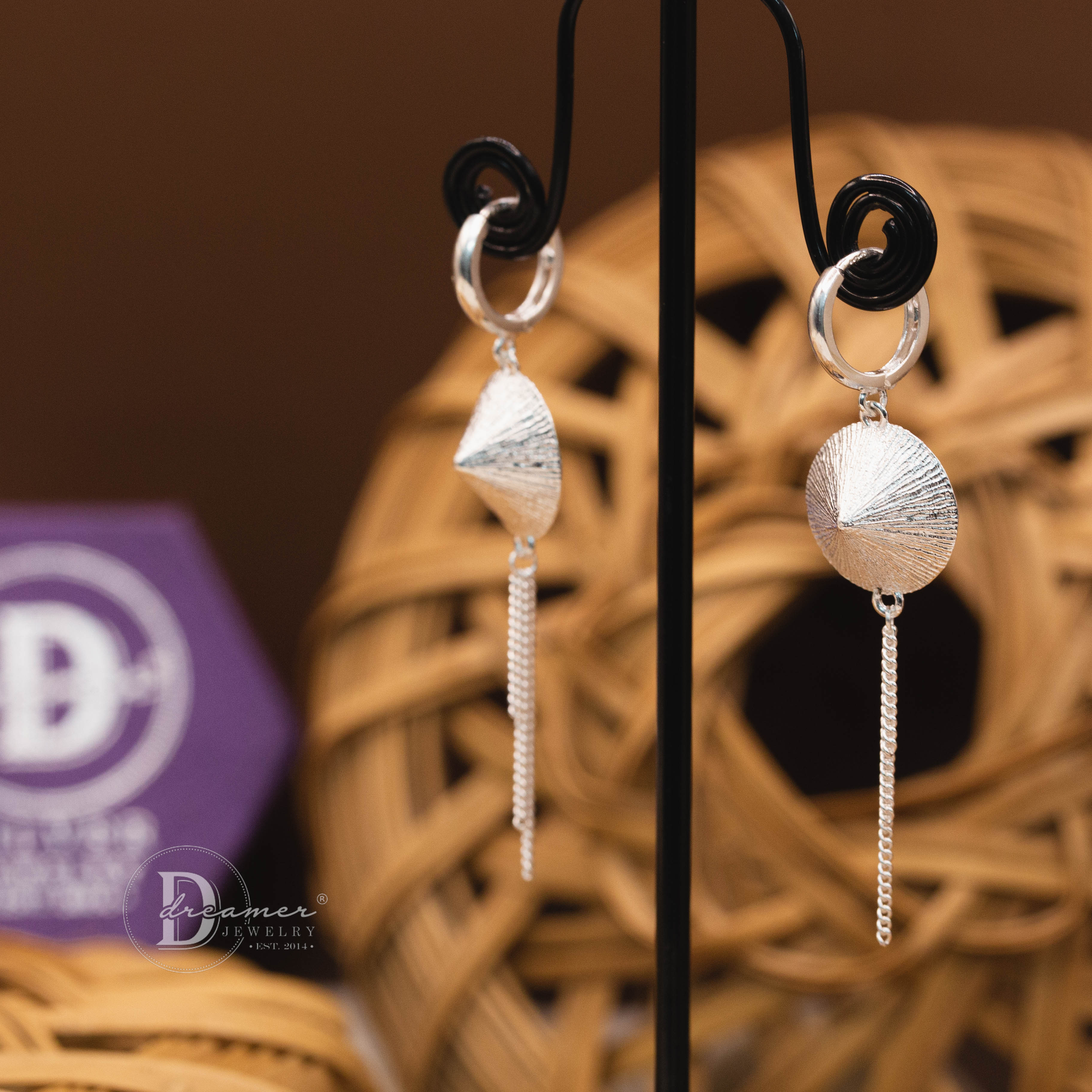 Bông Tai Bạc 925 Dáng Dài Hình Nón Lá Tinh Tế - Nón Lá 925 Sterling Silver Tassel Drop Earrings