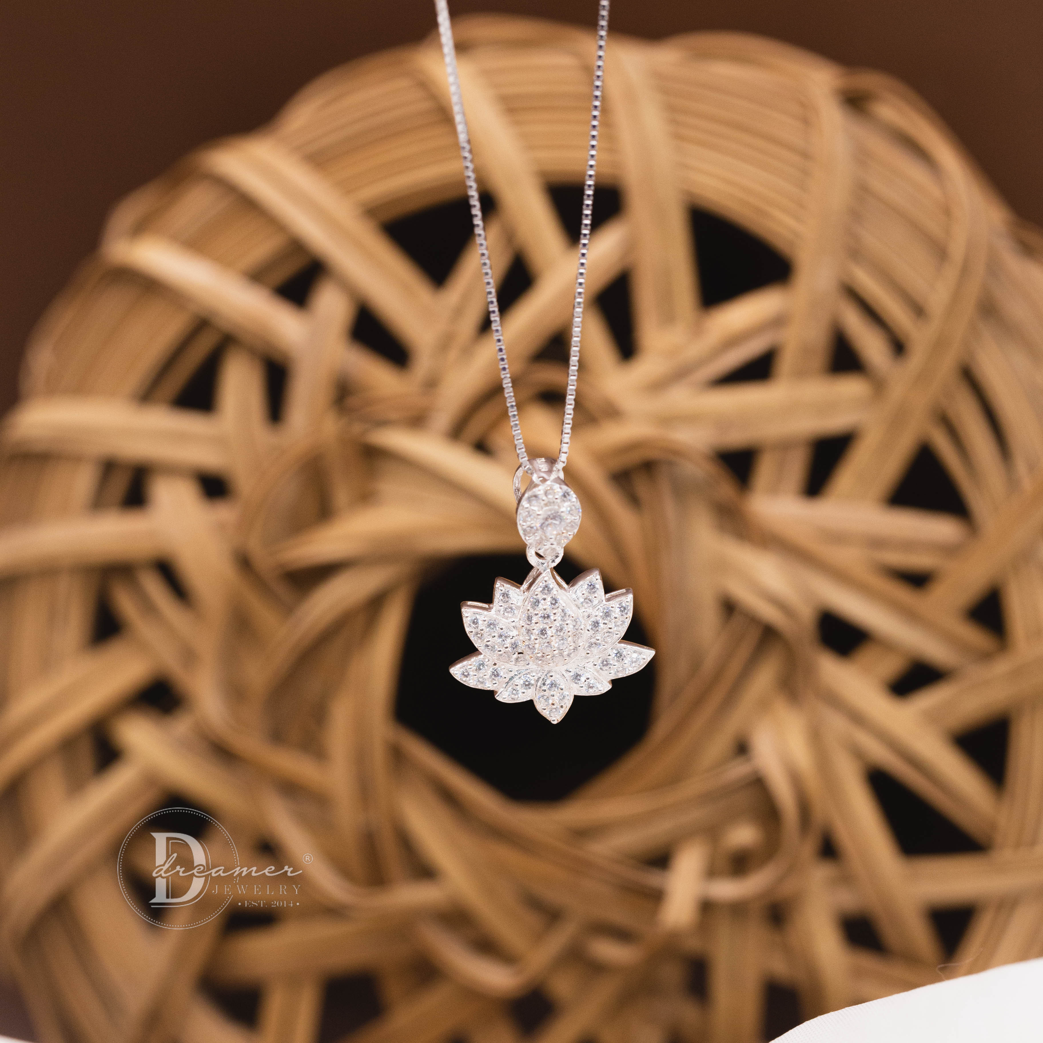 Sparkling Lotus 925 Silver Pendant Necklace - Cubic Zirconia Edition