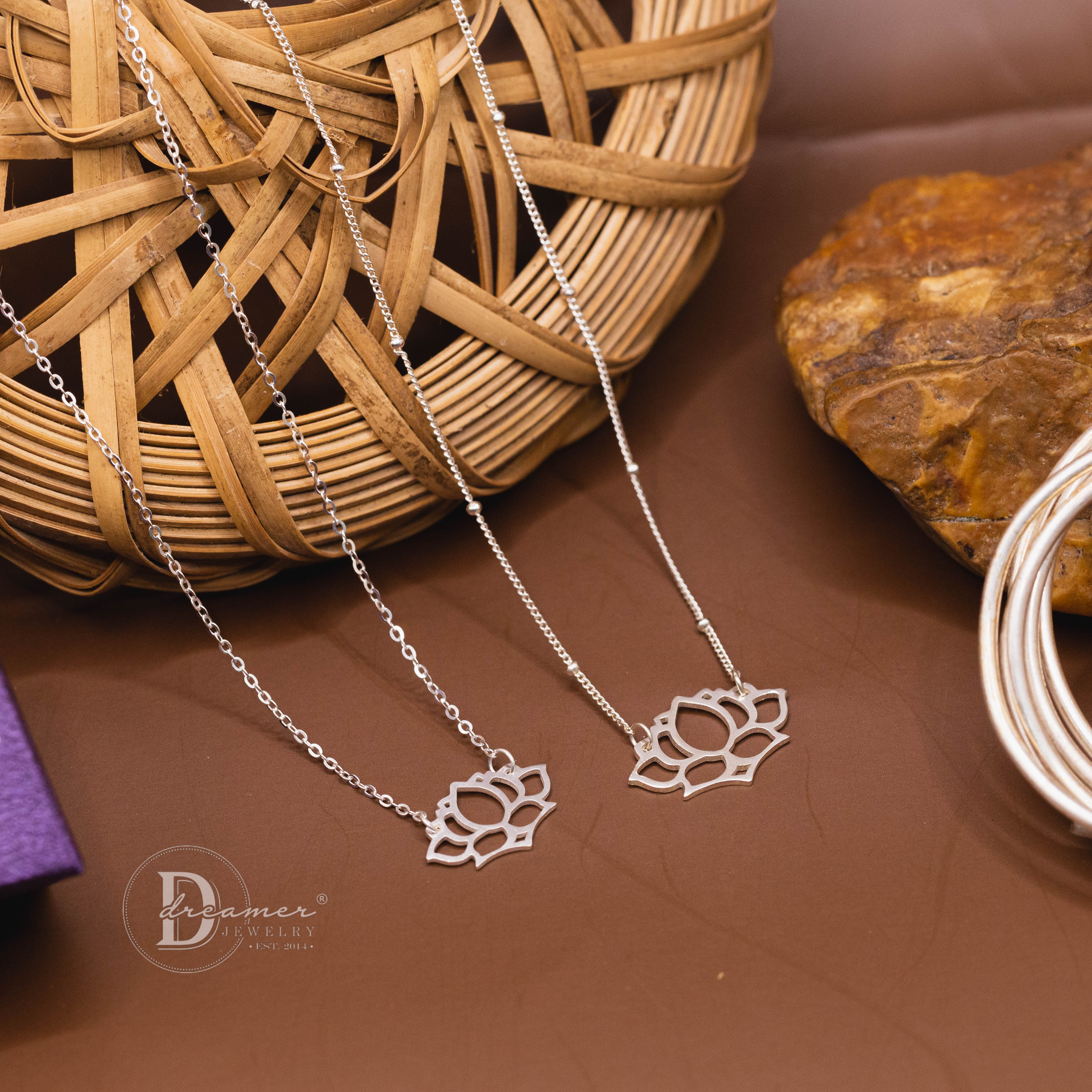 Mekong Delta Blooming Lotus Sterling Silver Necklace