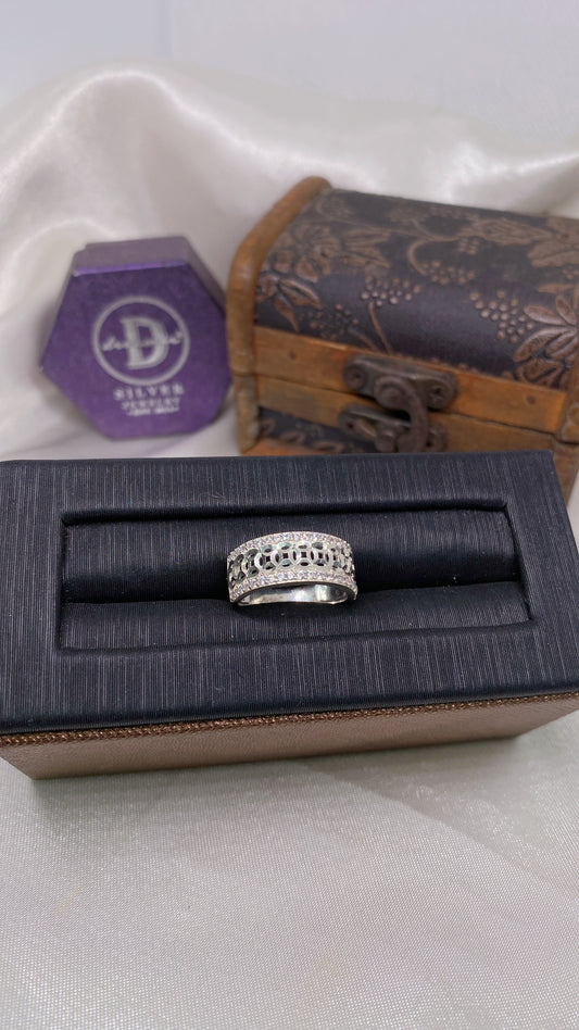 Nhẫn Bản Kim Tiền Viền Bi Móc Máy - Lucky Coin Silver Ring 2388NT
