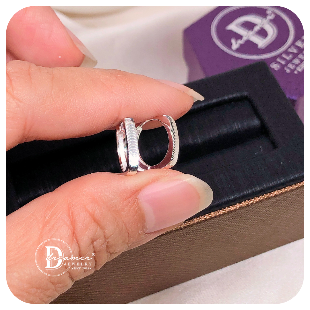 Bông Tai Khoen Vuông Bản Móc Máy - Minimal Square Silver Hoops (12mm)
 - BT111