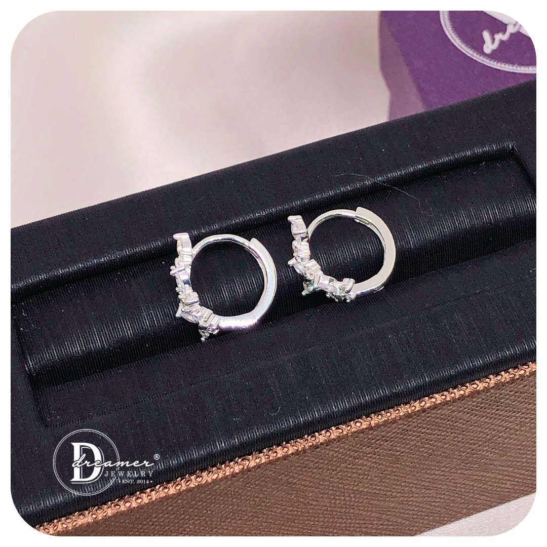 Bông Tai Khoen 3 Bướm Đính Đá Hạt Dưa - 3 Butterfly Silver Hoops - BT112