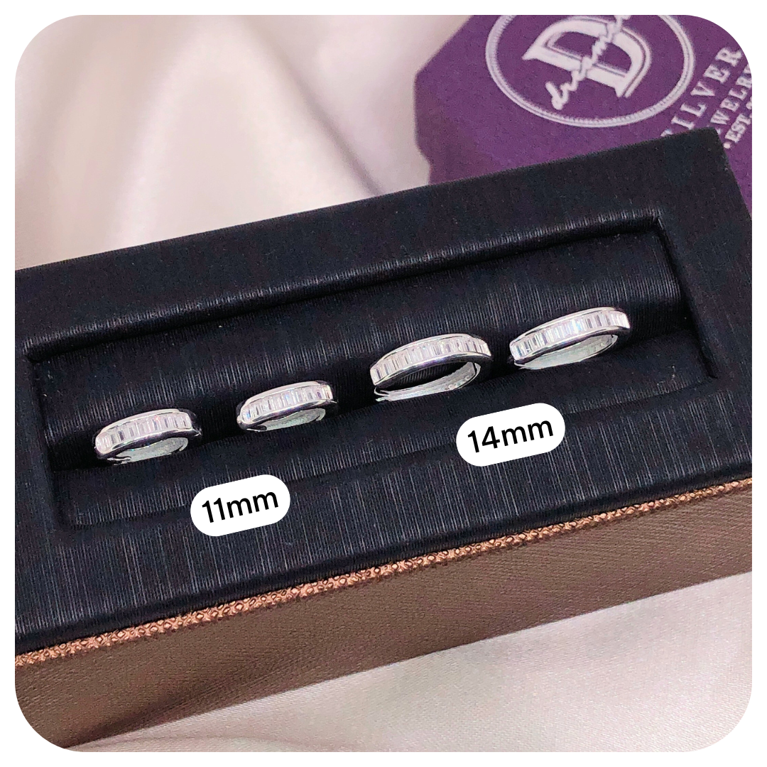 Bông Tai Khoen Tròn Bản Đính Đá Baguette - Baguette Stone Band Silver Hoops (11mm-14mm) - BT113