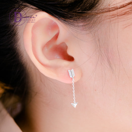 Bông Tai Tòn Ten Kiểu Mũi Tên Đính Đá Bạc 925 - Sparkling Arrow Dangling Earrings