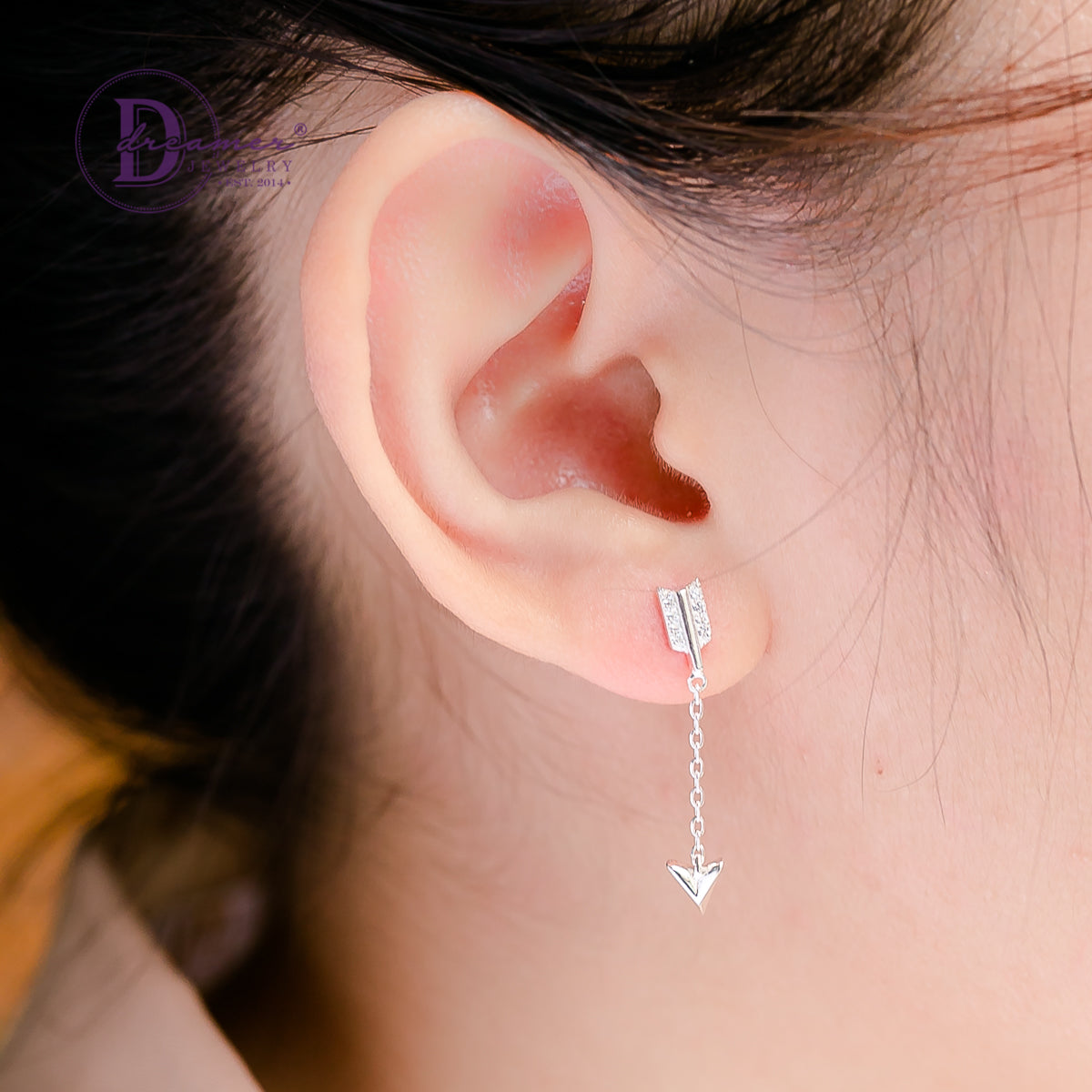 Bông Tai Tòn Ten Kiểu Mũi Tên Đính Đá Bạc 925 - Sparkling Arrow Dangling Earrings