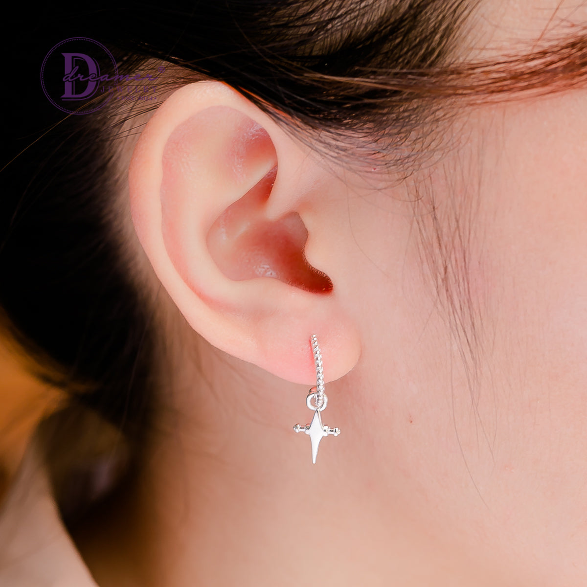 Bông Tai Bạc 925 Cá Tính Kiểu Thánh Giá - Royal Cross Cuff Silver Earrings- 066BTT