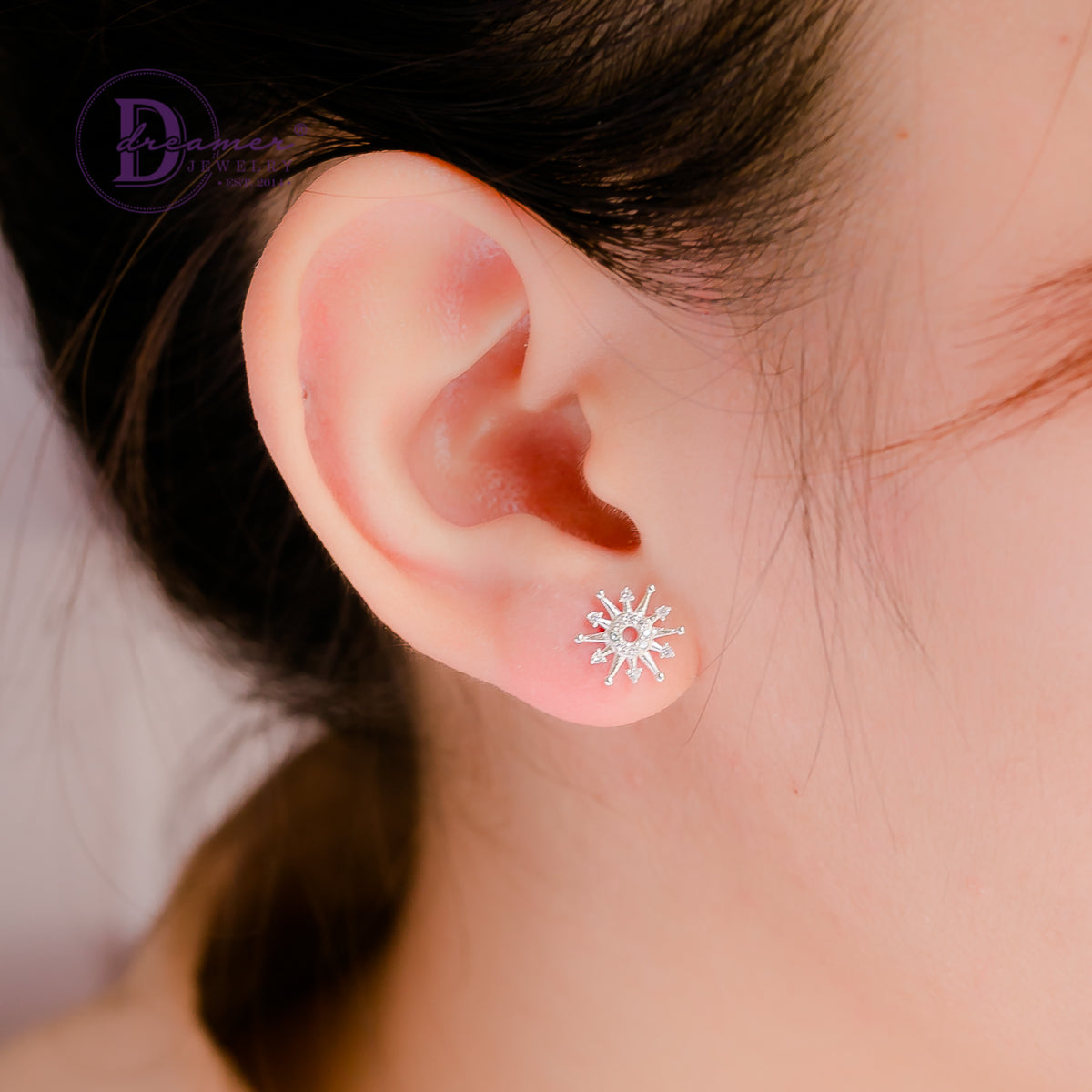 Bông Tai Bạc 925 Hoa Tuyết - Pointed Skylight Flower Silver Earrings