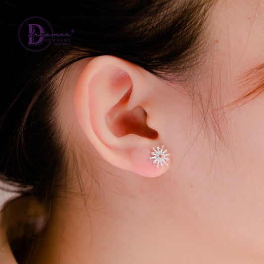 Bông Tai Bạc 925 Hoa Tuyết - Pointed Skylight Flower Silver Earrings