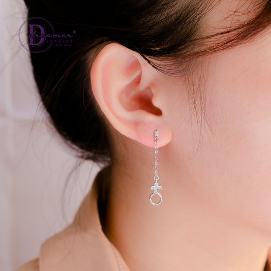 Bông Tai Tòn Ten Kí Hiệu Nam Nữ - Dangling Silver Earrings 2750BTH